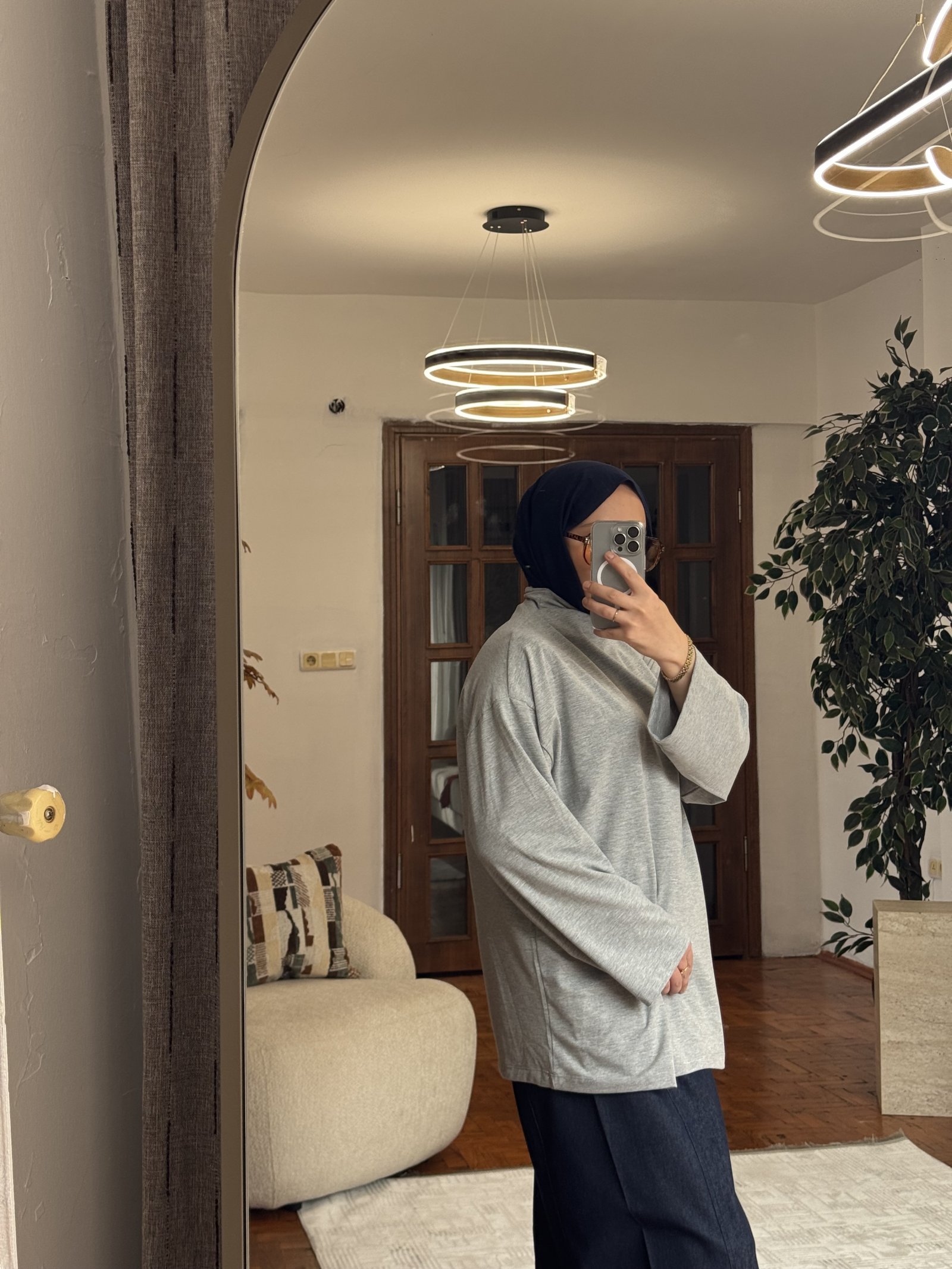 Uzun Kollu Basic Bluz Gri — görsel 5
