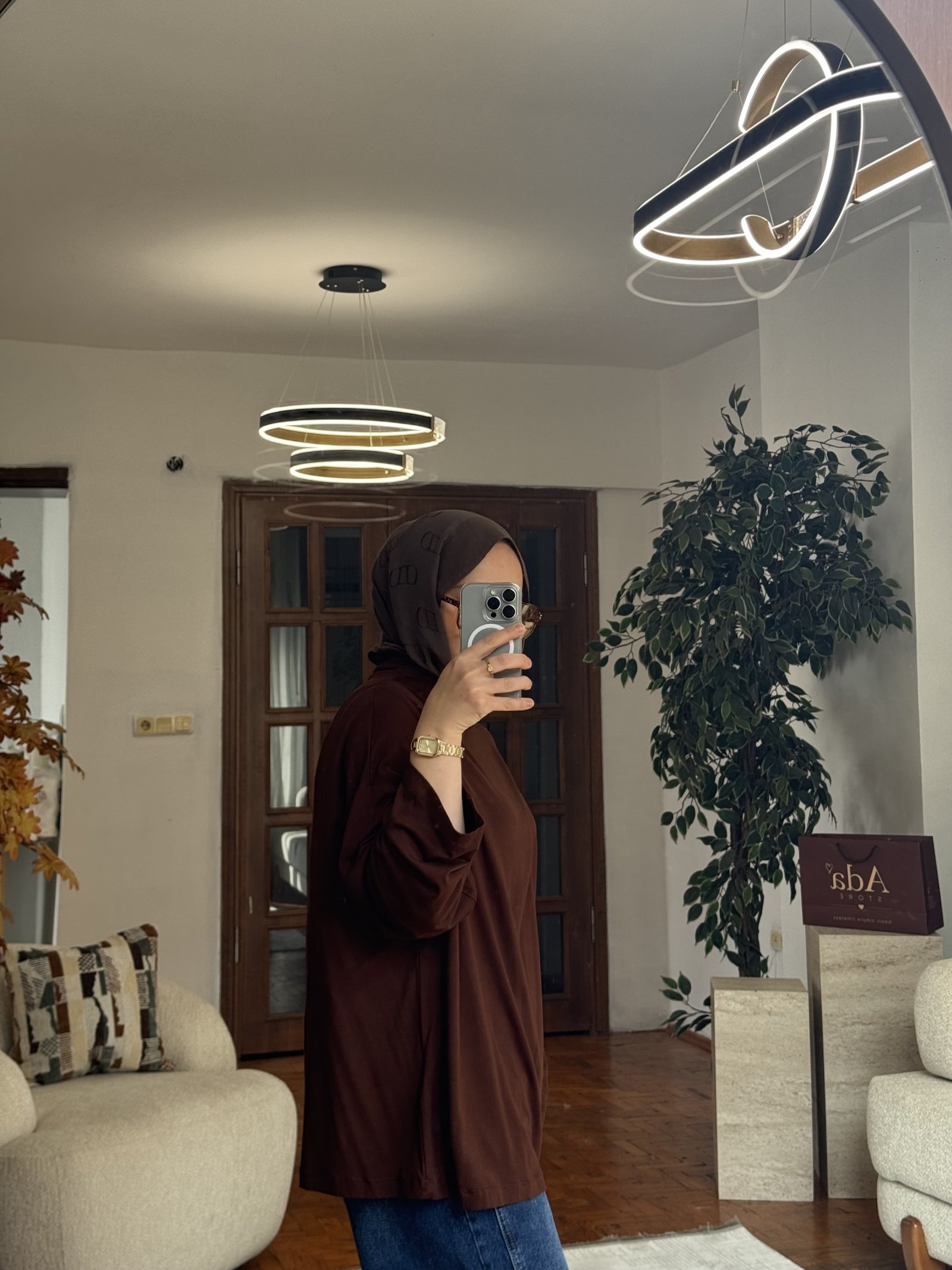 Uzun Kollu Basic Bluz Kahverengi — görsel 4