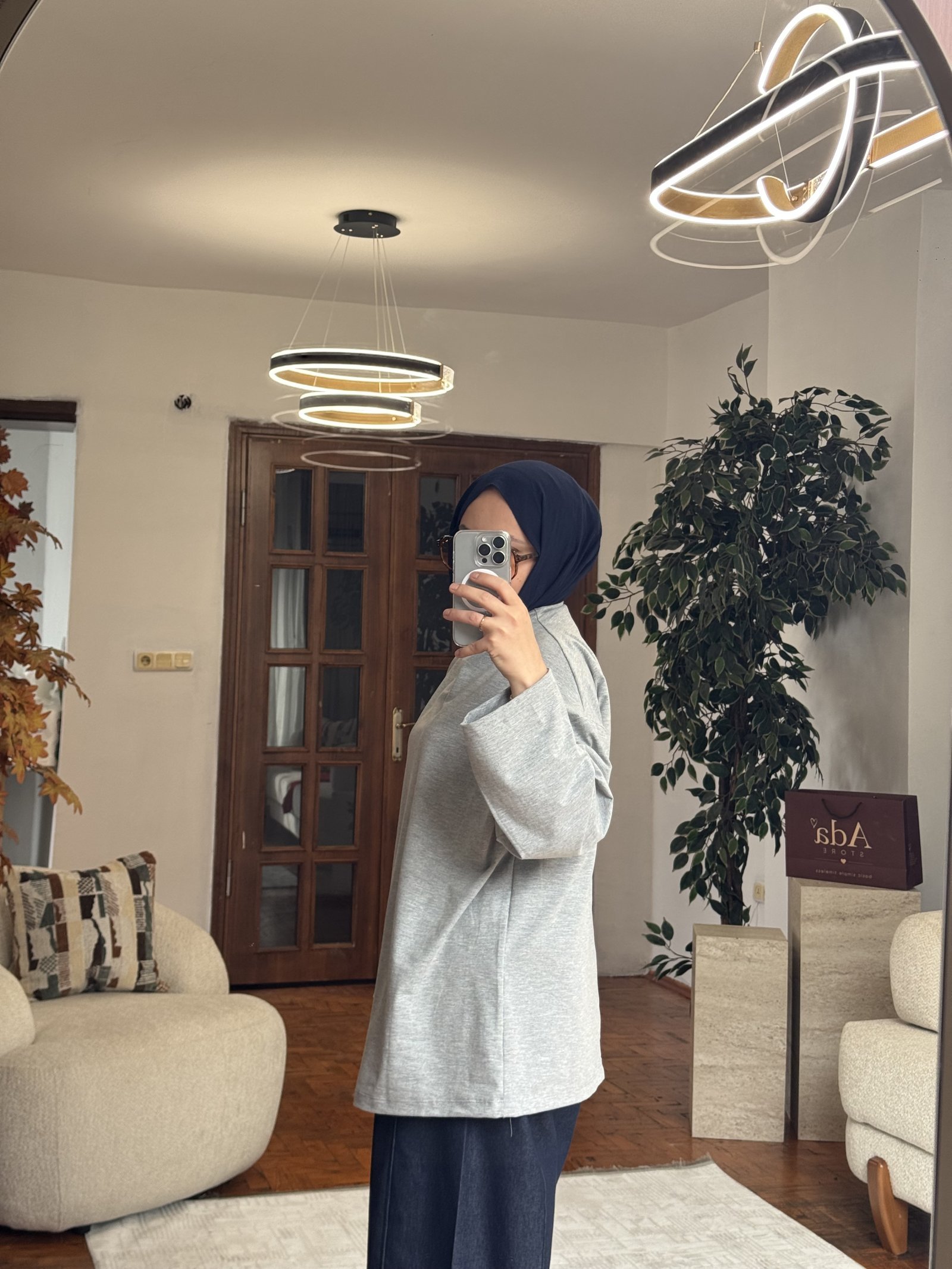 Uzun Kollu Basic Bluz Gri — görsel 4
