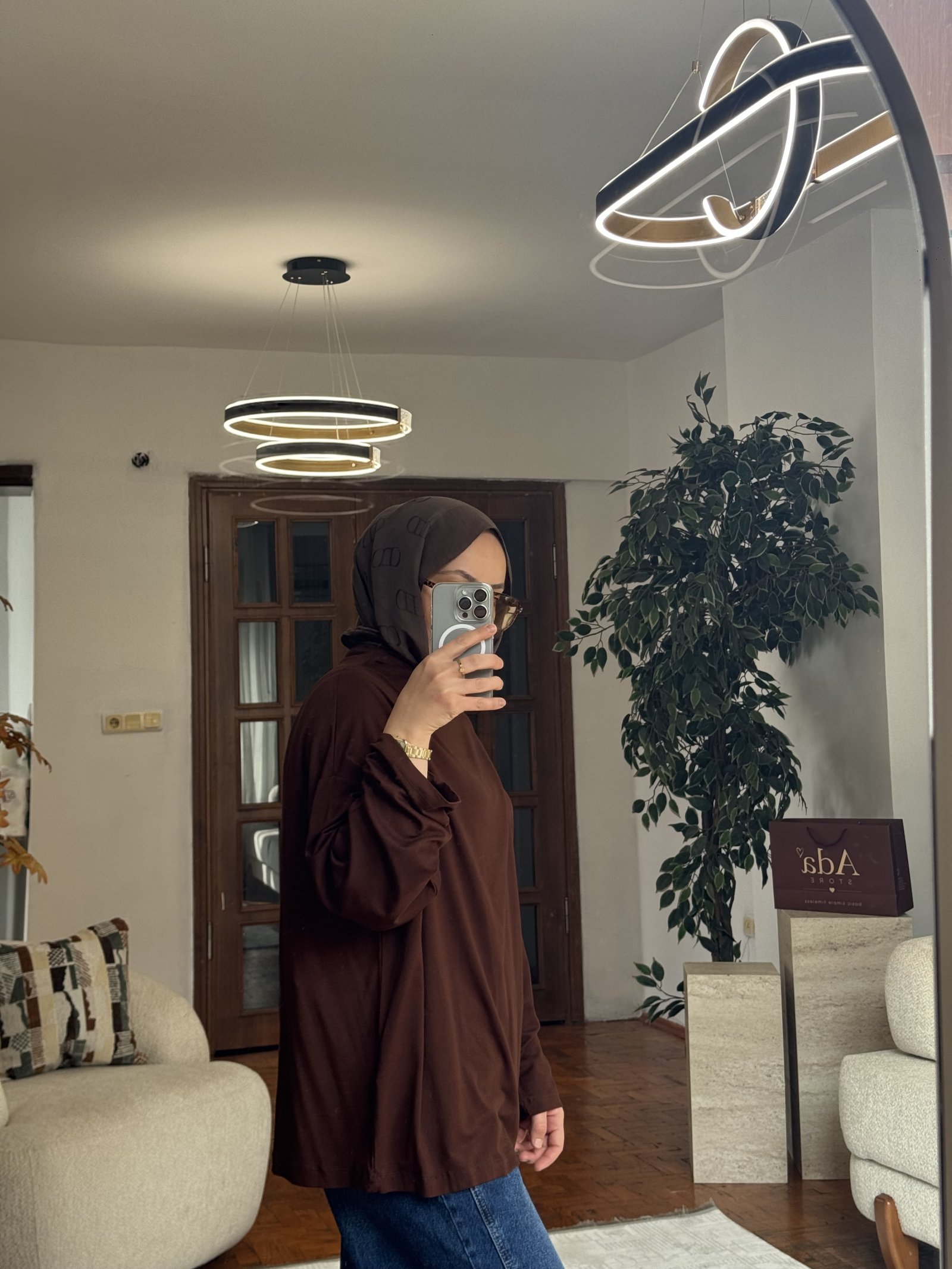 Uzun Kollu Basic Bluz Kahverengi — görsel 5