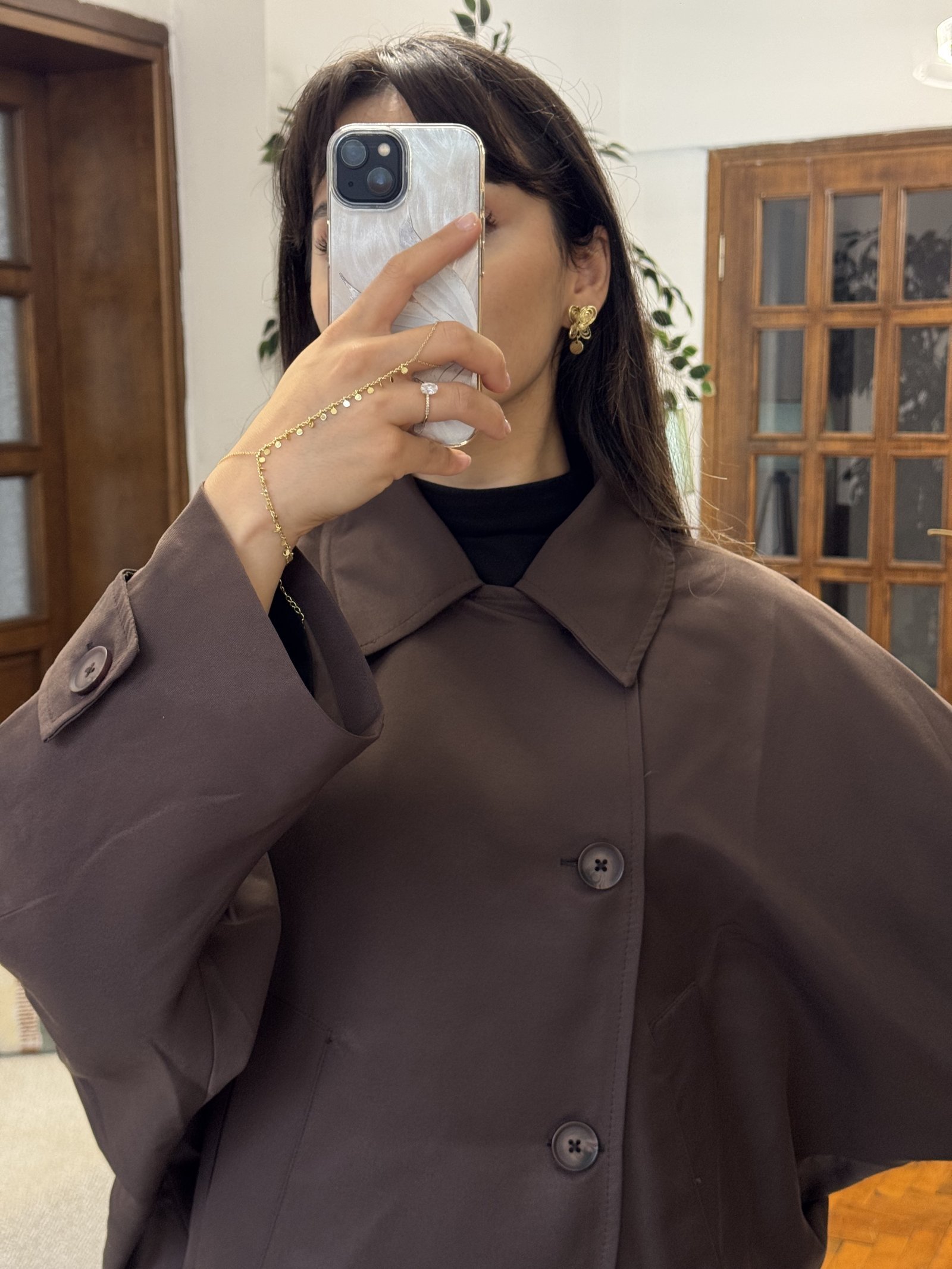 Minimal Yarasa KOL Ceket Kahverengi — görsel 7