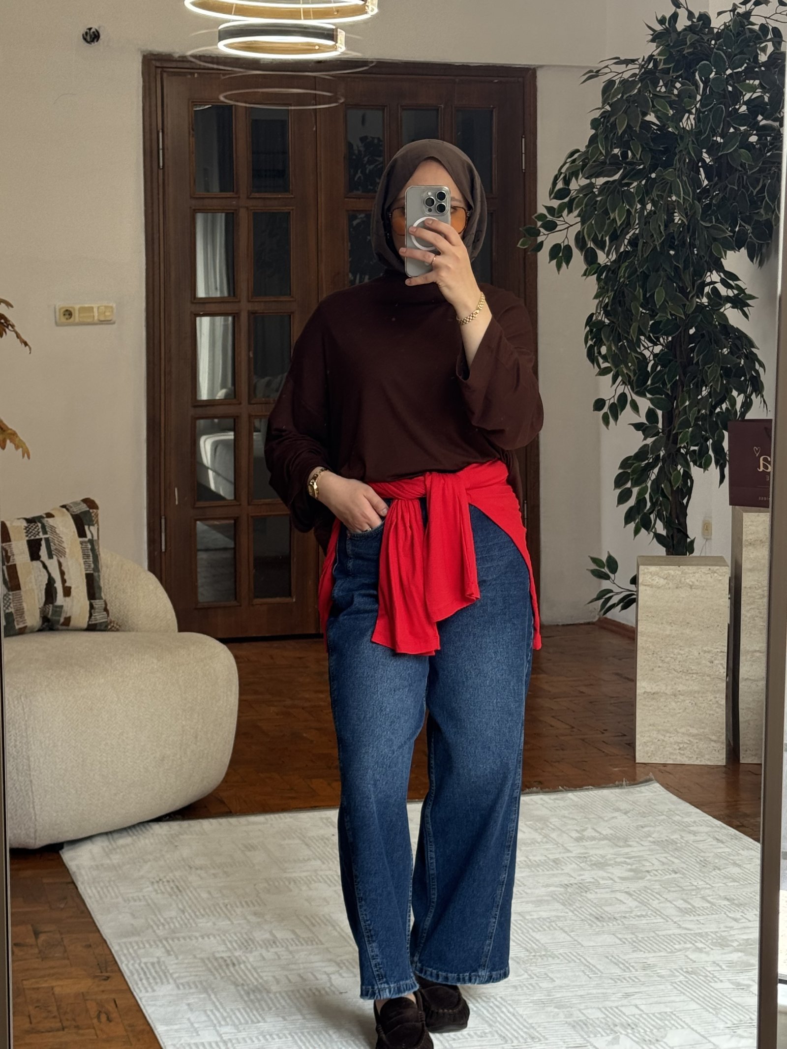 Uzun Kollu Basic Bluz Kahverengi — görsel 7