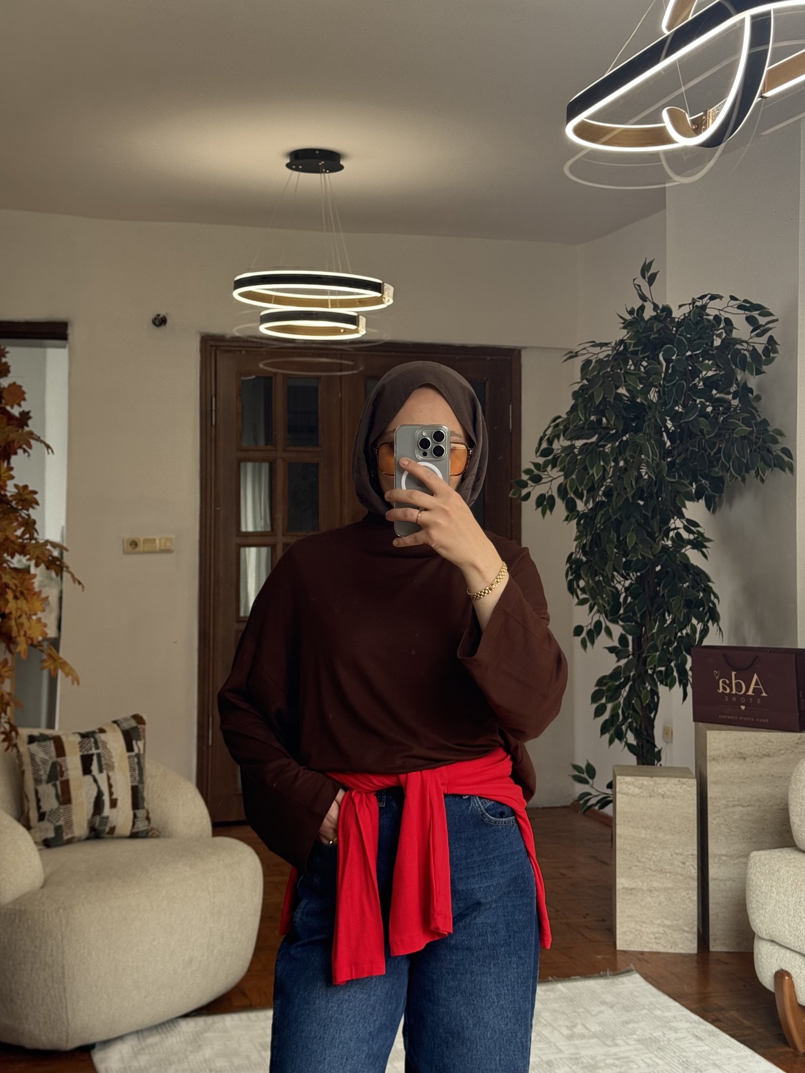 Uzun Kollu Basic Bluz Kahverengi — görsel 6